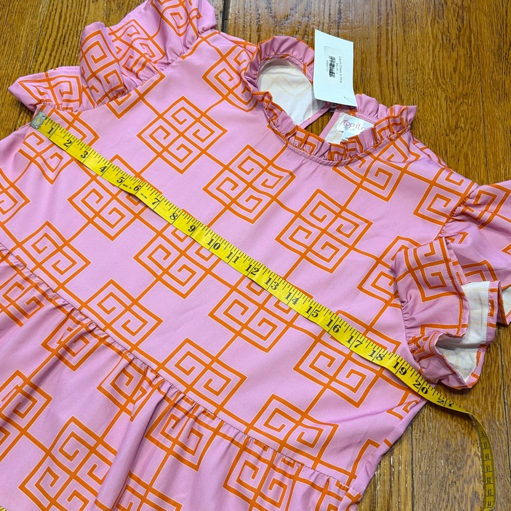 Top it Off pink and orange maxi dress. Ruffle and tiers. Size Large. New w/tag - Picture 5 of 8
